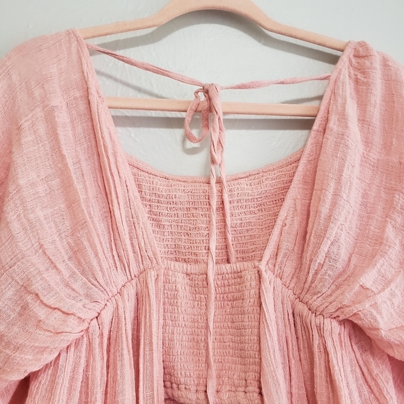 🩷 FREE PEOPLE 🩷 FP ONE Sarah Open Smocked Back Top Sz M - Picture 7 of 15